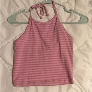 Brandy Melville Pink and White Striped Camisole